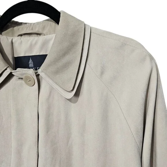 London Fog New Sueded Microfiber Vintage Water Resistant Tan Trench Coat